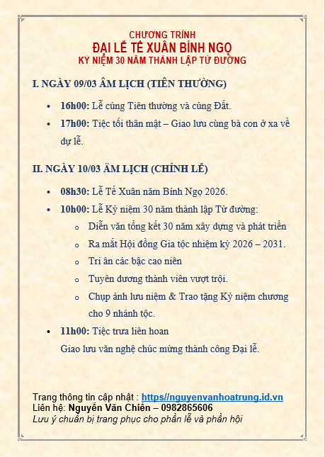 Chương trình chi tiết